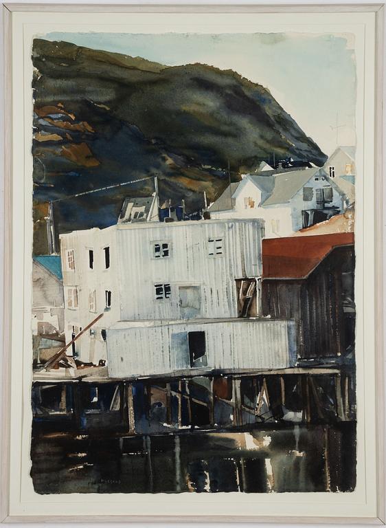 Lars Lerin, Fishing Village, Nyksund, Norway.