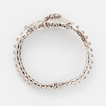 White gold and brilliant-cut diamond bracelet.