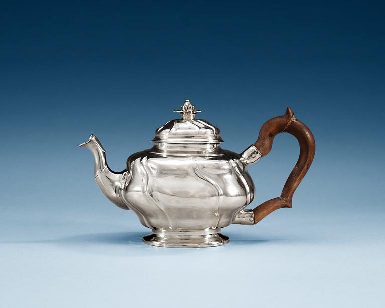 A SWEDISH SILVER TEA-POT, Makers mark of Jonas Berg, Stockholm 1756.
