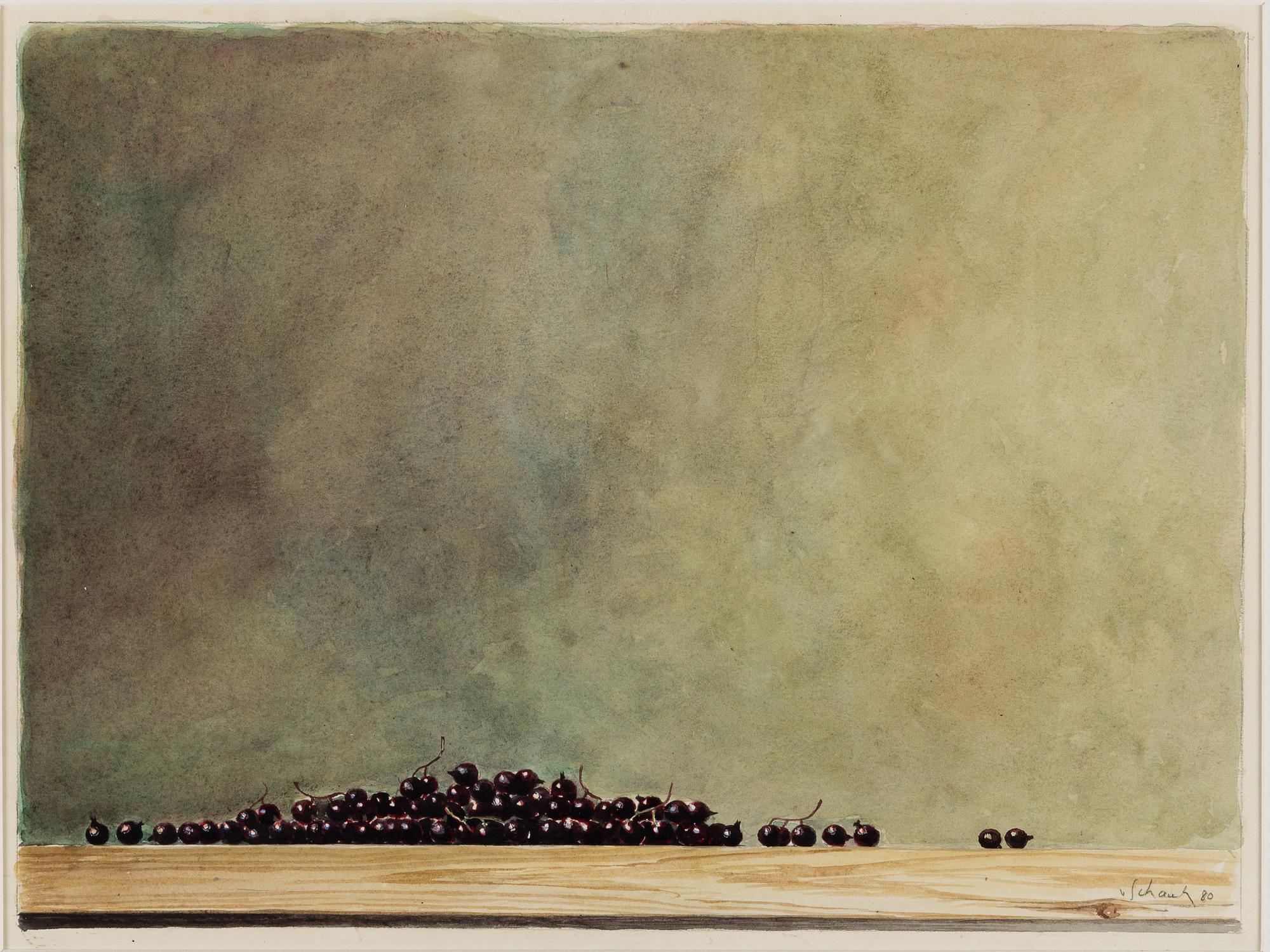 Philip von Schantz, watercolour on paper, signed with pencil and dated -80.