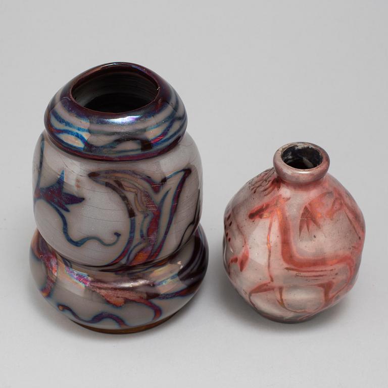 ALLAN EBELING, two earthenware vases, Gefle, first half of the 20th century.