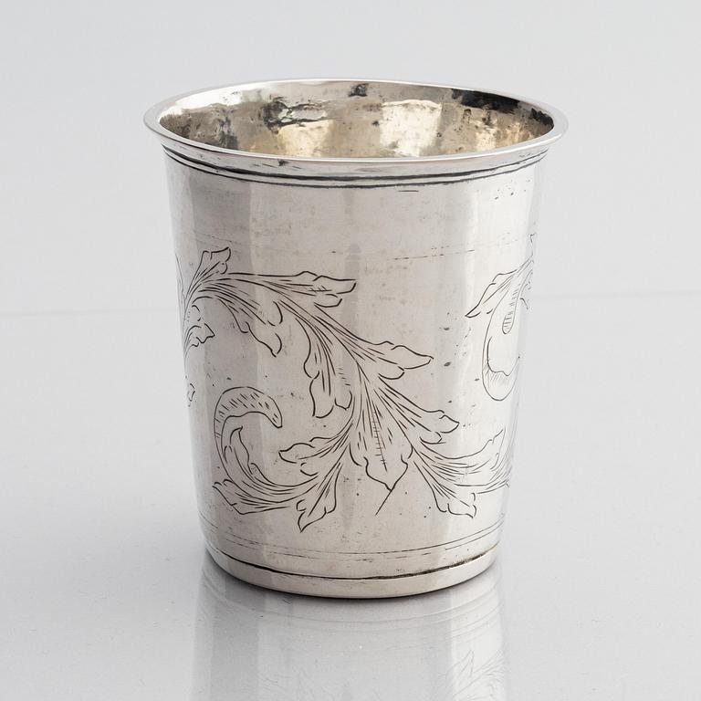 Hans Morten Svane, bägare, silver, Naestved, Danmark (verksam 1750-1772). Rokoko.