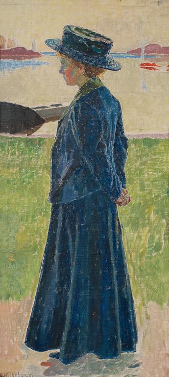 Carl Wilhelmson, Girl in blue hat.