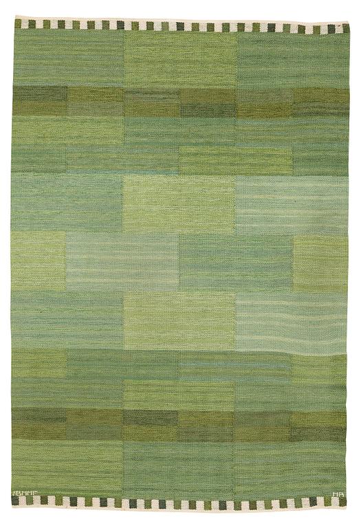 Marianne Richter, A carpet, "Muren grön", flat weave, ca 250,5-254,5 x 172-173 cm, signed AB MMF MR.