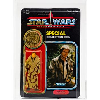 STAR WARS, Han Solo (in trench coat), POTF 92 back,  AFA 80 Y/NM, Kenner 1985.