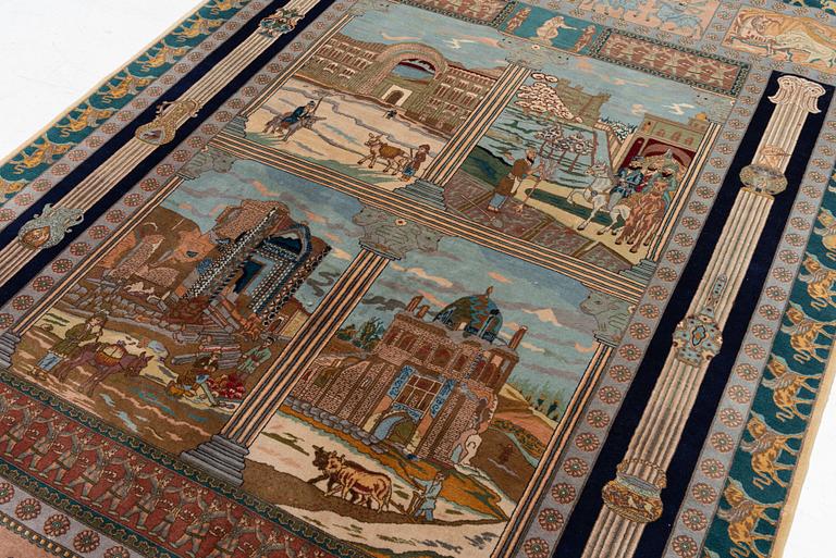 Carpet, Tabriz, figural, approx. 260 x 180 cm.