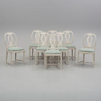 STOLAR, 8 st, gustaviansk stil, "svensk modell", varav 5 st, Stolmannen, Stockholm, 1990-tal.