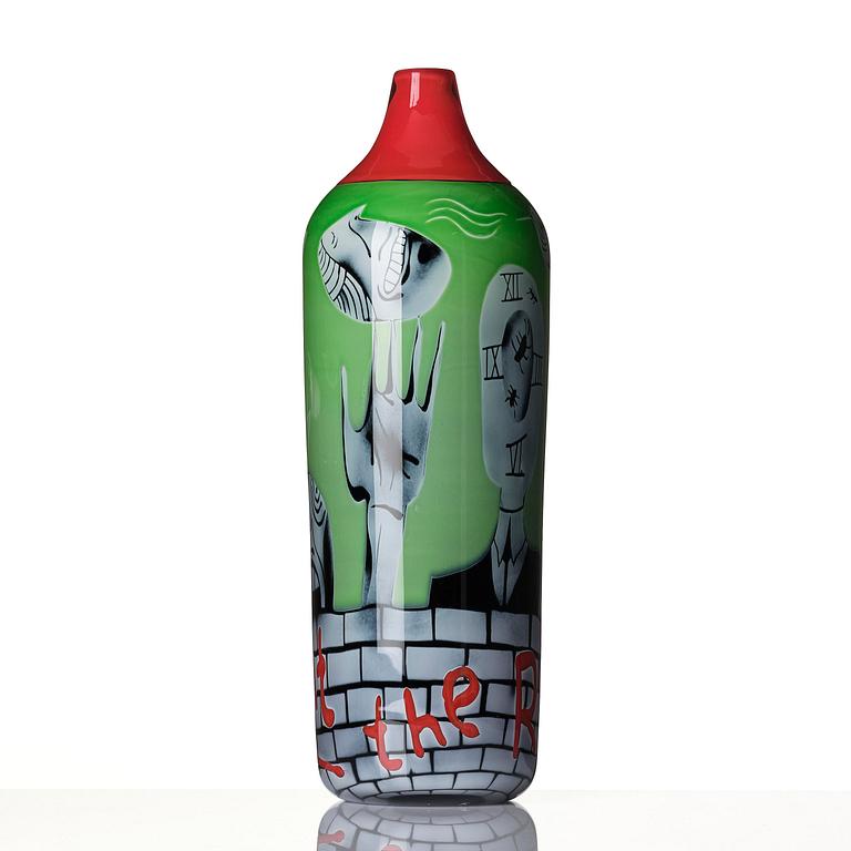 Peter Hermansson, "Eat the Rich", a unique glass vase in graal technique, Sweden, 2009.