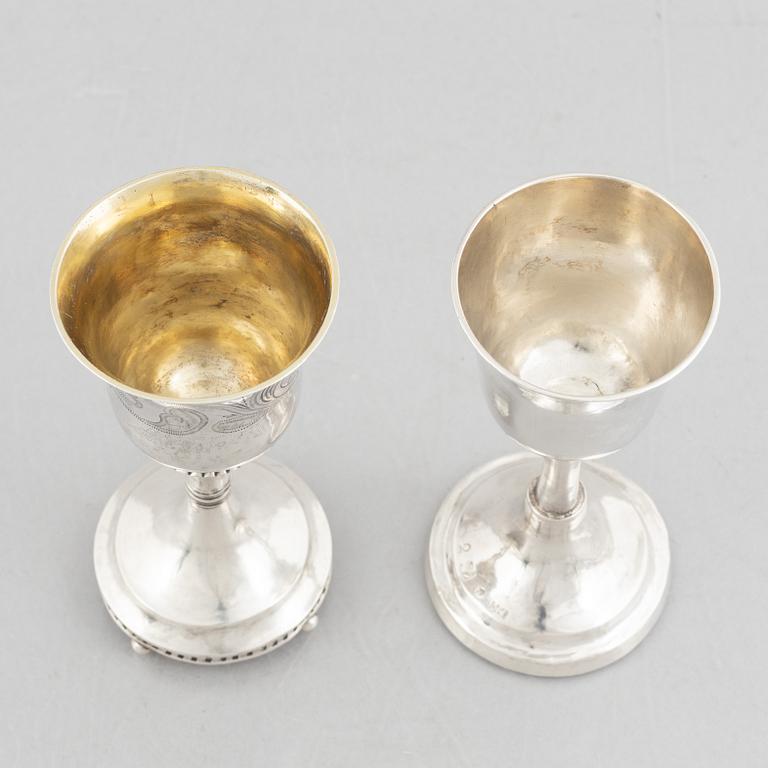 Supkalkar, 2 st, silver, Sverige, 1800-talets början.