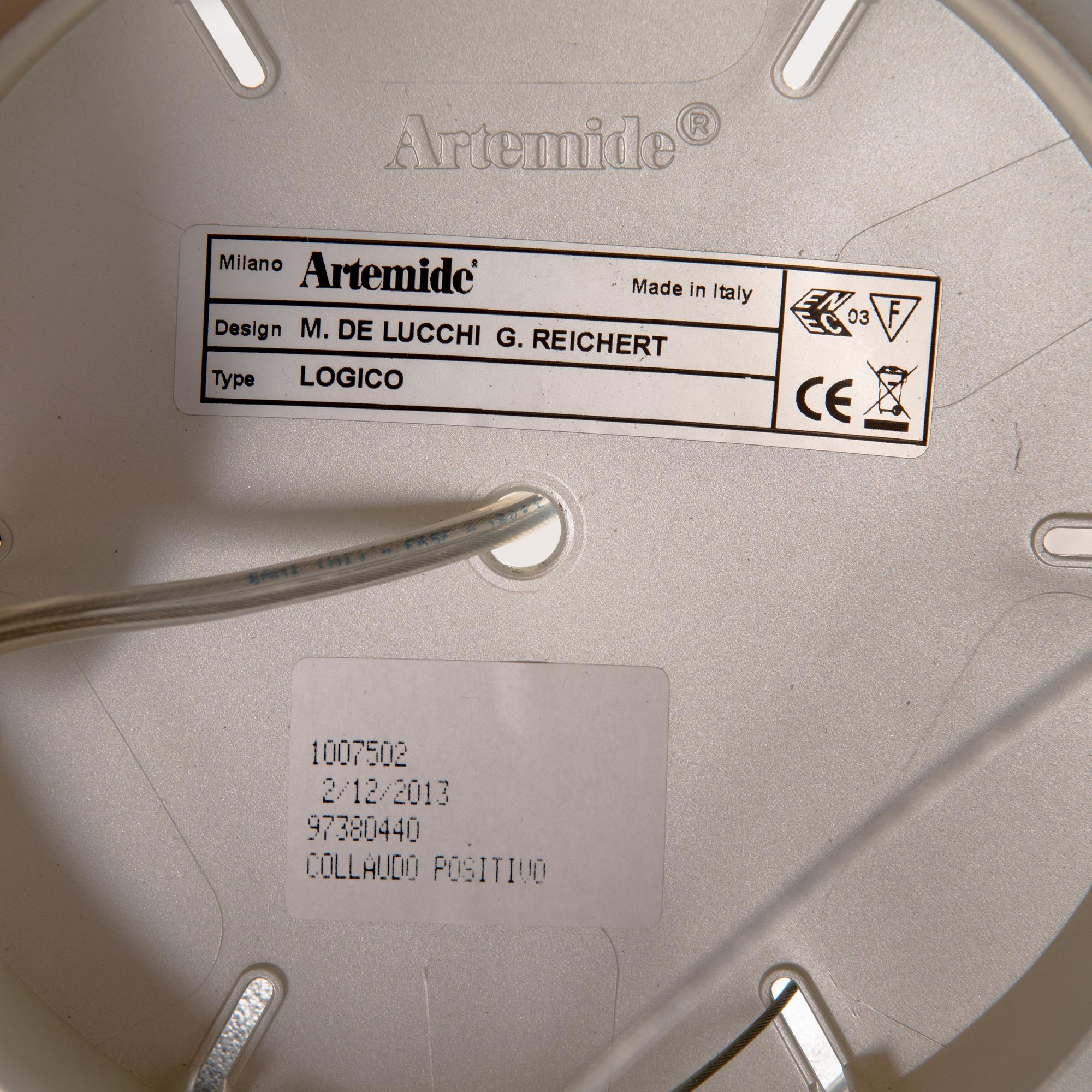 An Italian Artemide 3-light 'Logico Micro' suspension lamp designed by Michele De Lucchi och Gerhardt Reichert.