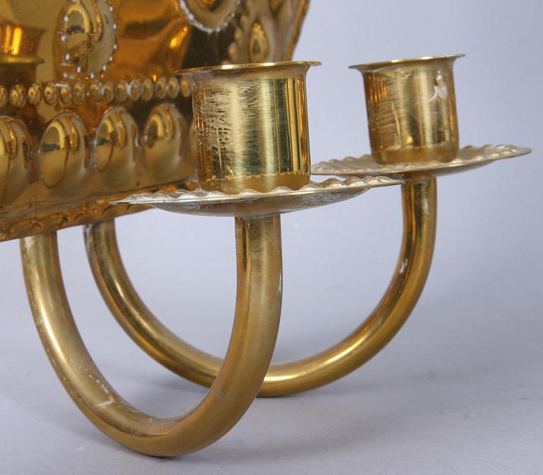 LJUSPLÅTAR, ett par, mässing, barockstil, 1900-tal.