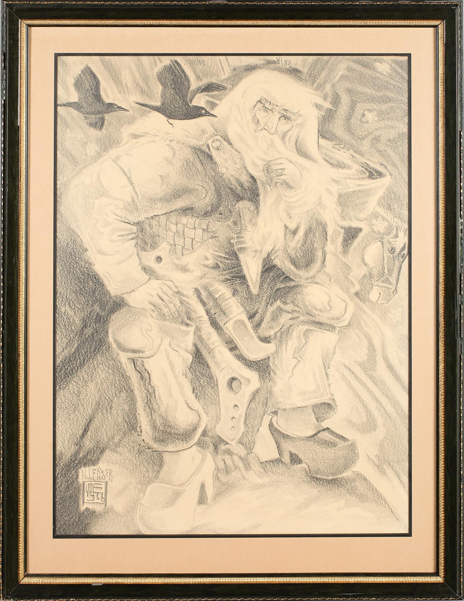 OSSIAN ELGSTRÖM, kolteckning, monogramsignerad och daterad 1936.