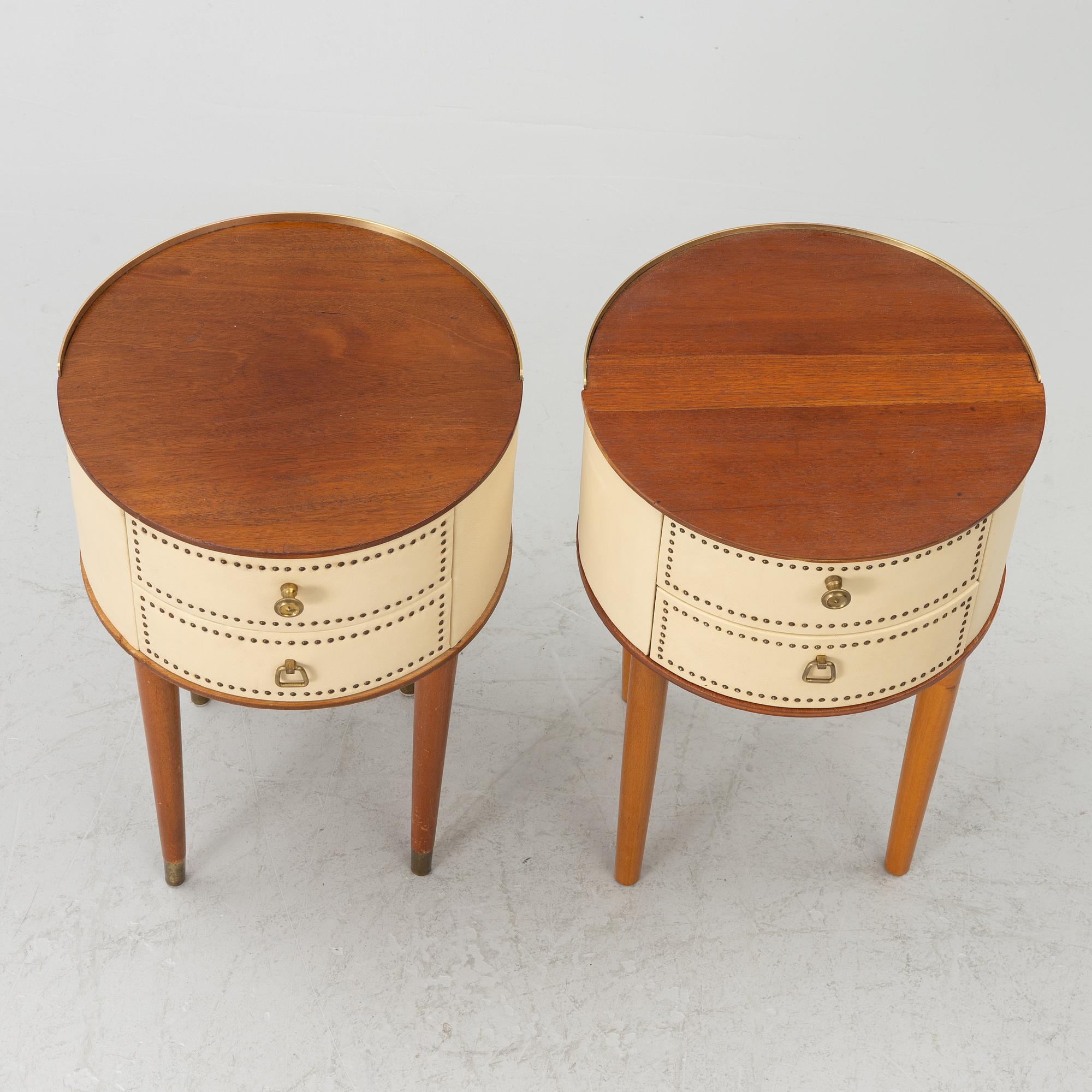 Bedside tables, a pair, Halvdan Pettersson’s furniture factory, Tibro, mid-20th century.