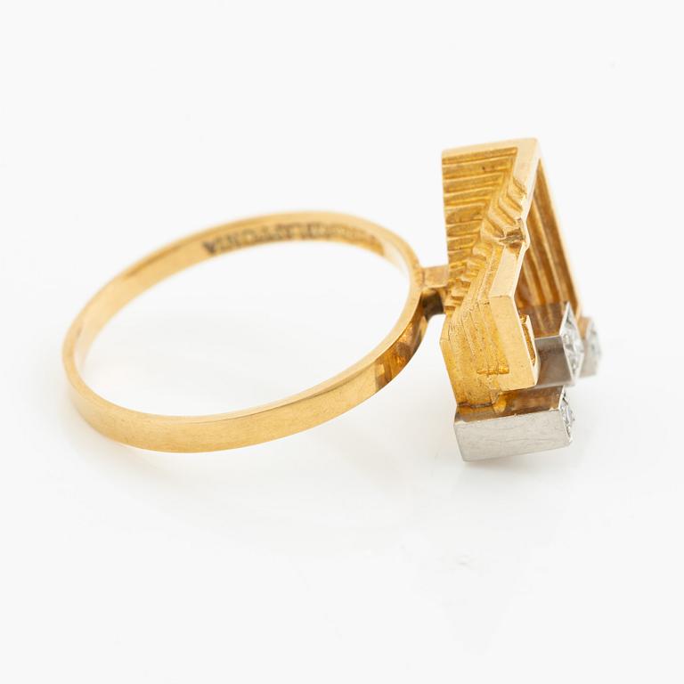 Lapponia, ring 18K gold set with round brilliant and eight-cut diamonds. Finland 1975.