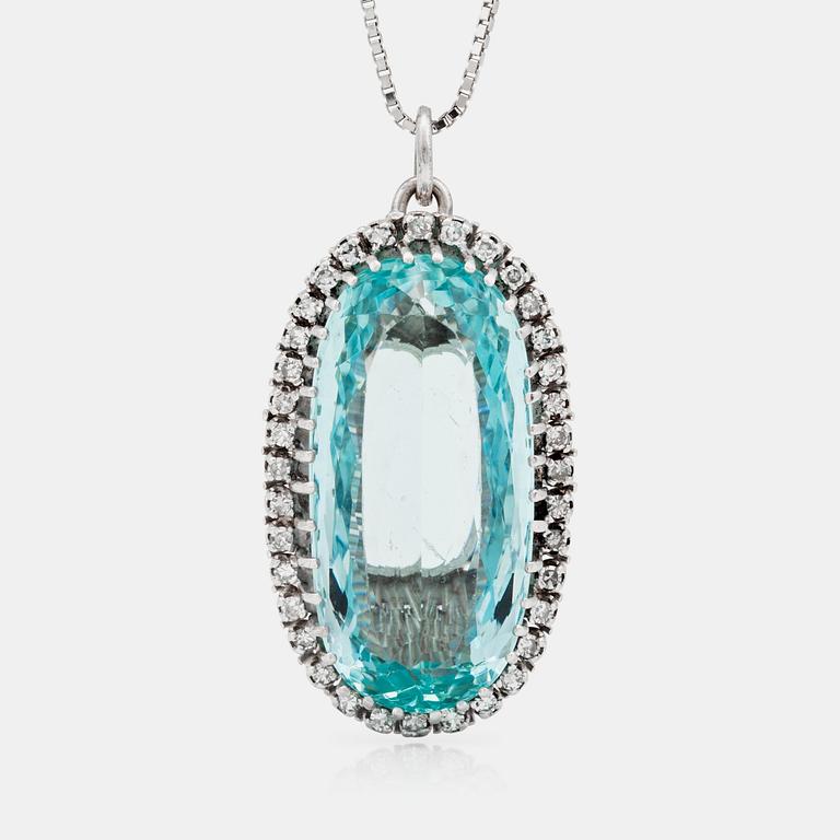 A 36.00ct aquamarine  and single-cut diamond necklace.
