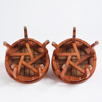 A pair of hardwood chairs,  Qing dynasty, 19th Century. Seal mark to reverse of back.