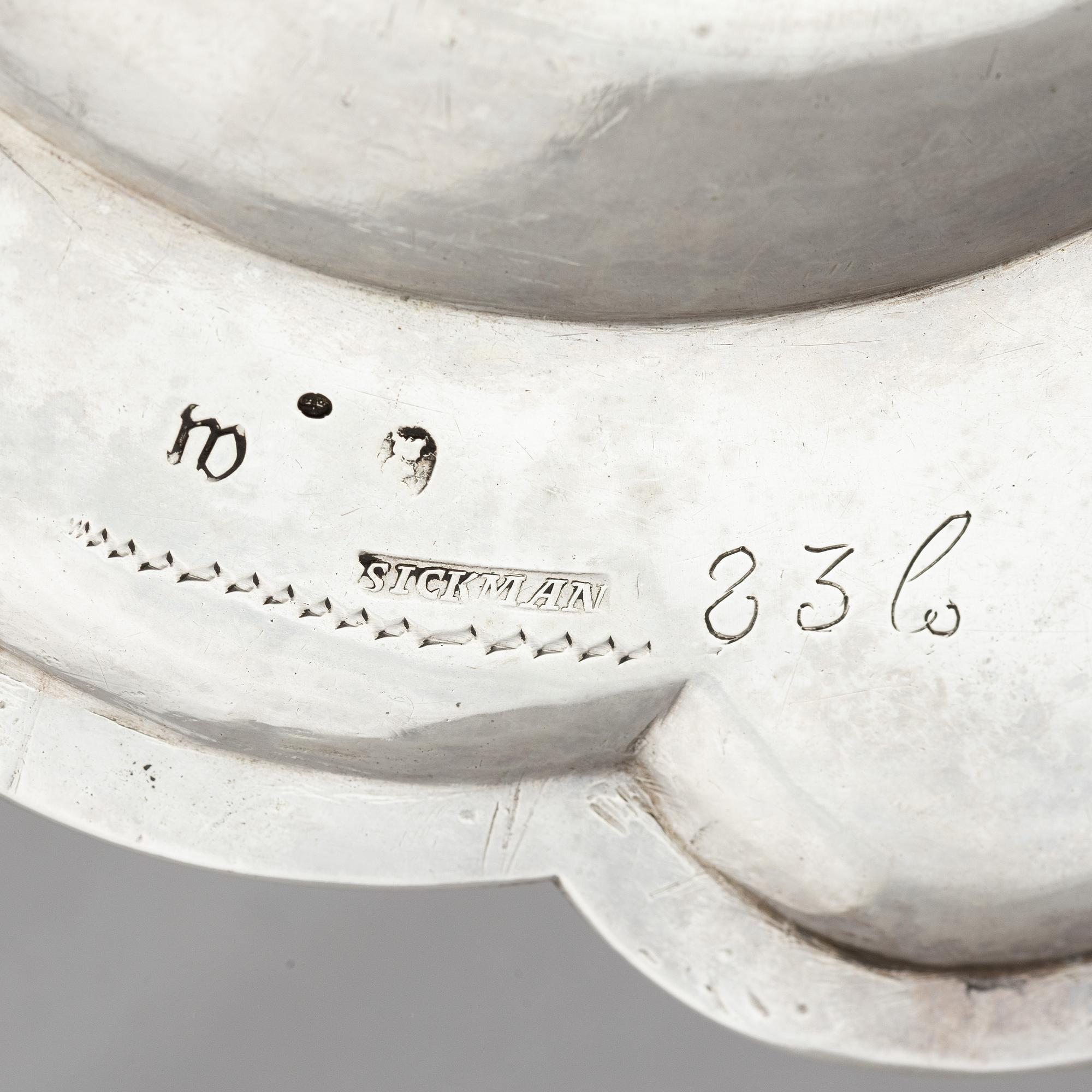 Jürgen Friedrich Sickman, fat, ett par, silver, Stockholm 1757. Rokoko.