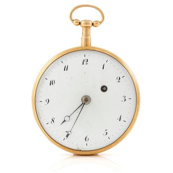 150. A possibly swiss 18k gold striking pocket watch, early 19th century.