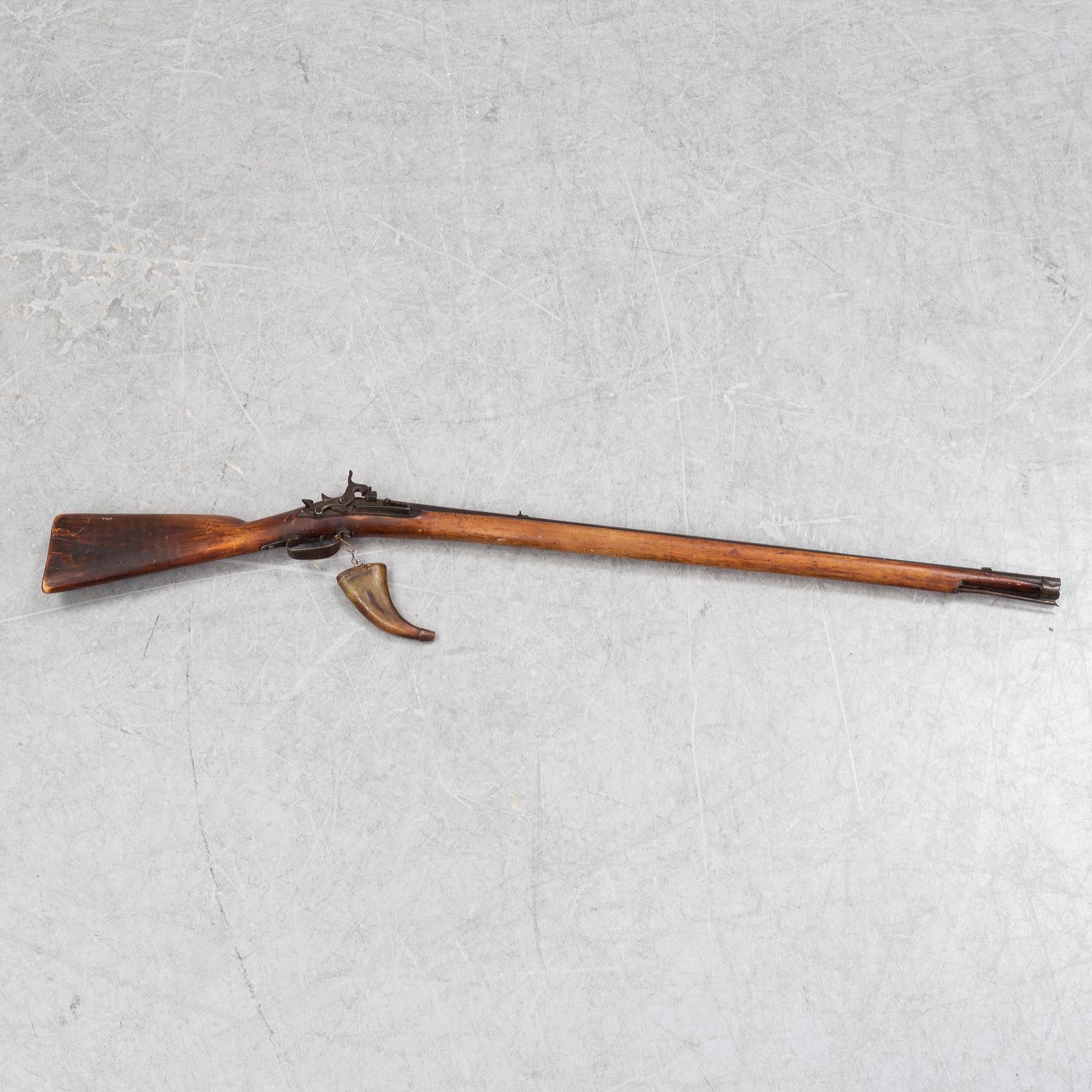 A Swedish percussion rifle, 19th Century.