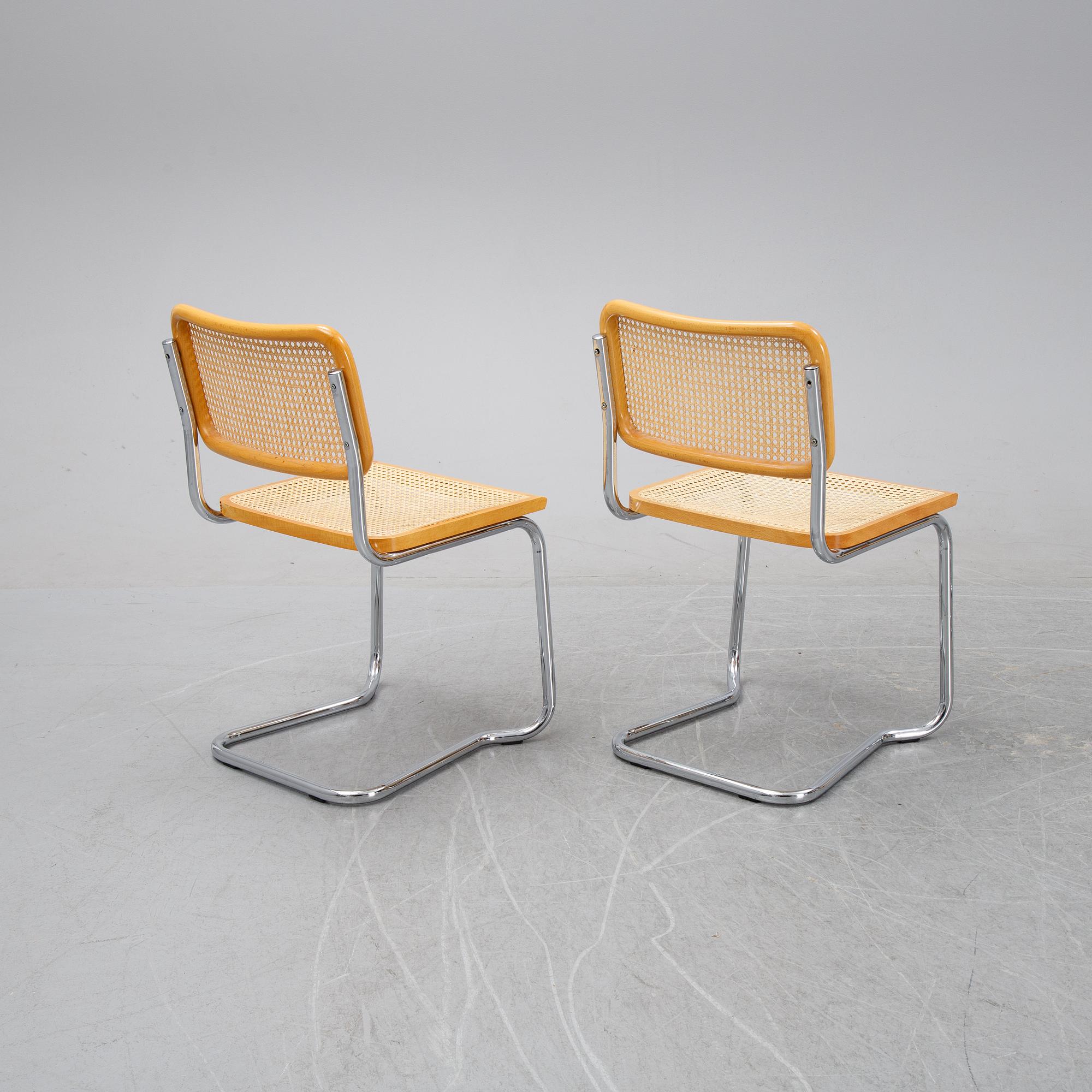 Eight tubular steel chairs, second half of the 20th Century.