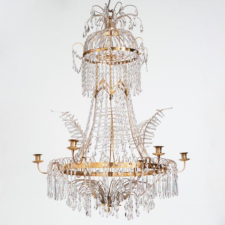 A late Gustavian seven-light chandelier by Carl Henrik Brolin (1765-1832), ca 1800.