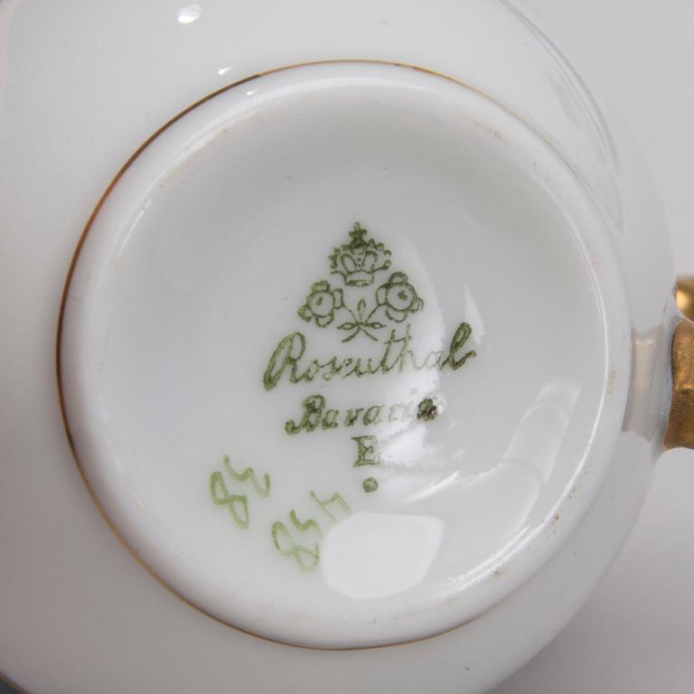 MOCCAKOPPAR MED FAT, 8 st, porslin, Rosenthal Bavaria, 1920-30-tal.