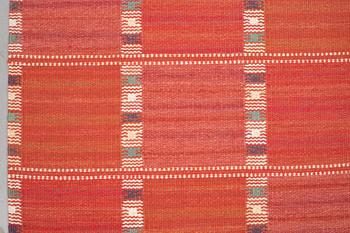 Barbro Nilsson, A runner, "Falurutan, röd Borås", flat weave, ca 205 x 83 cm, signed AB MMF BN.