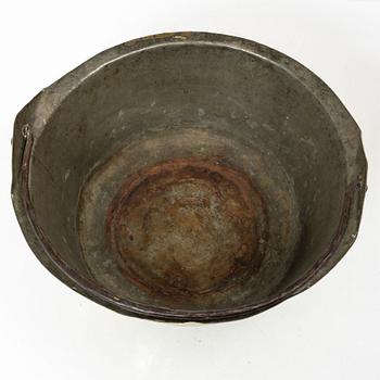 A Swedish brass kettle, 18th century.