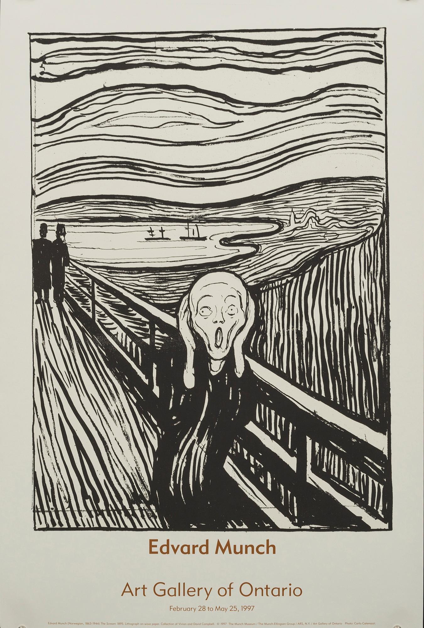 EDVARD MUNCH, efter,  LITOGRAFISK UTSTÄLLNINGSAFFISCH "Art Gallery of Ontario 1997.