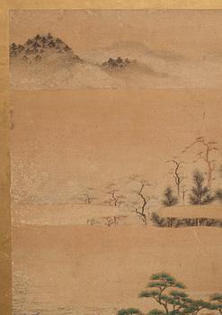 A Japanese six fold screen, Edo period (1603-1868).