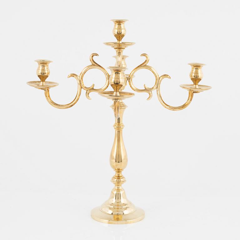 A brass candelabra, Skultuna Messingsbruk, 1989.