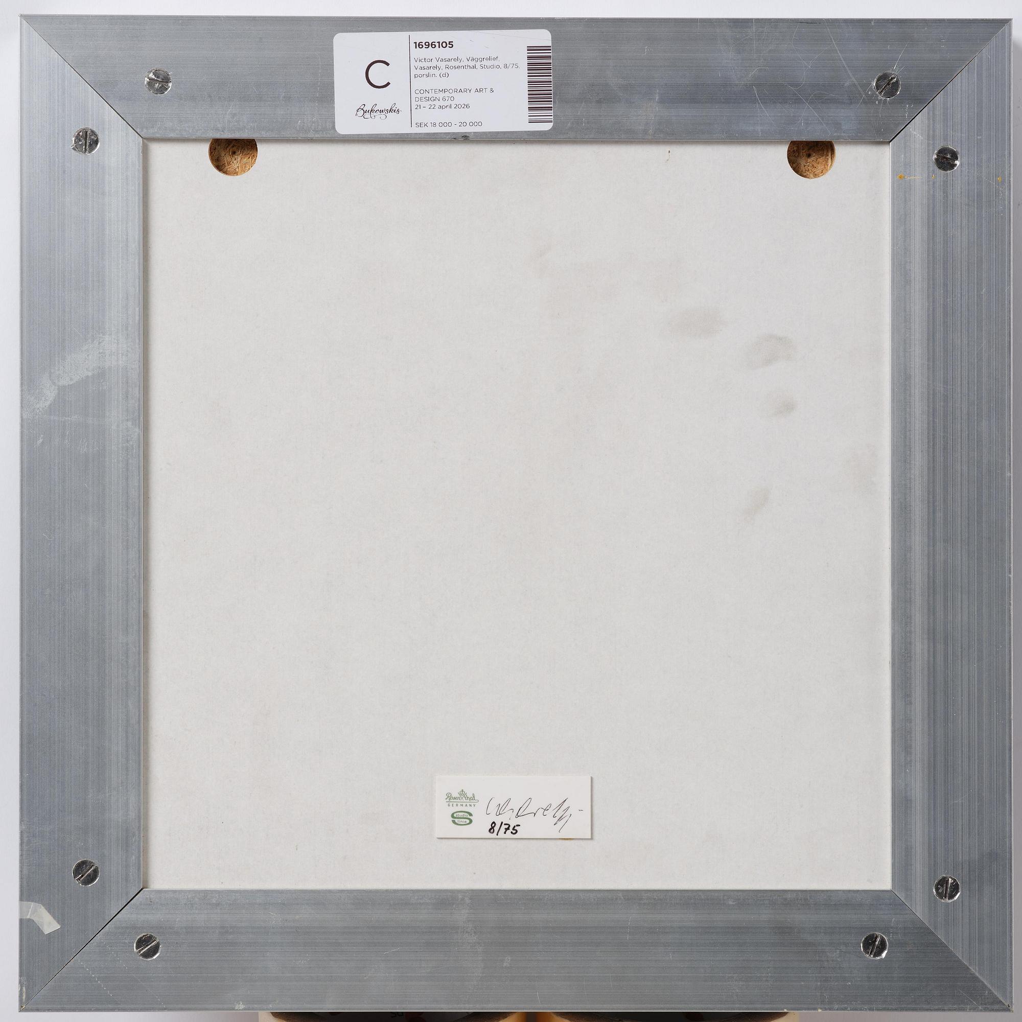 Victor Vasarely, a porcelain wall relief, Rosenthal Studio Linie, Germany, ed. 8/75.