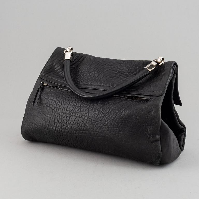 Yves Saint Laurent, a black leather bag.