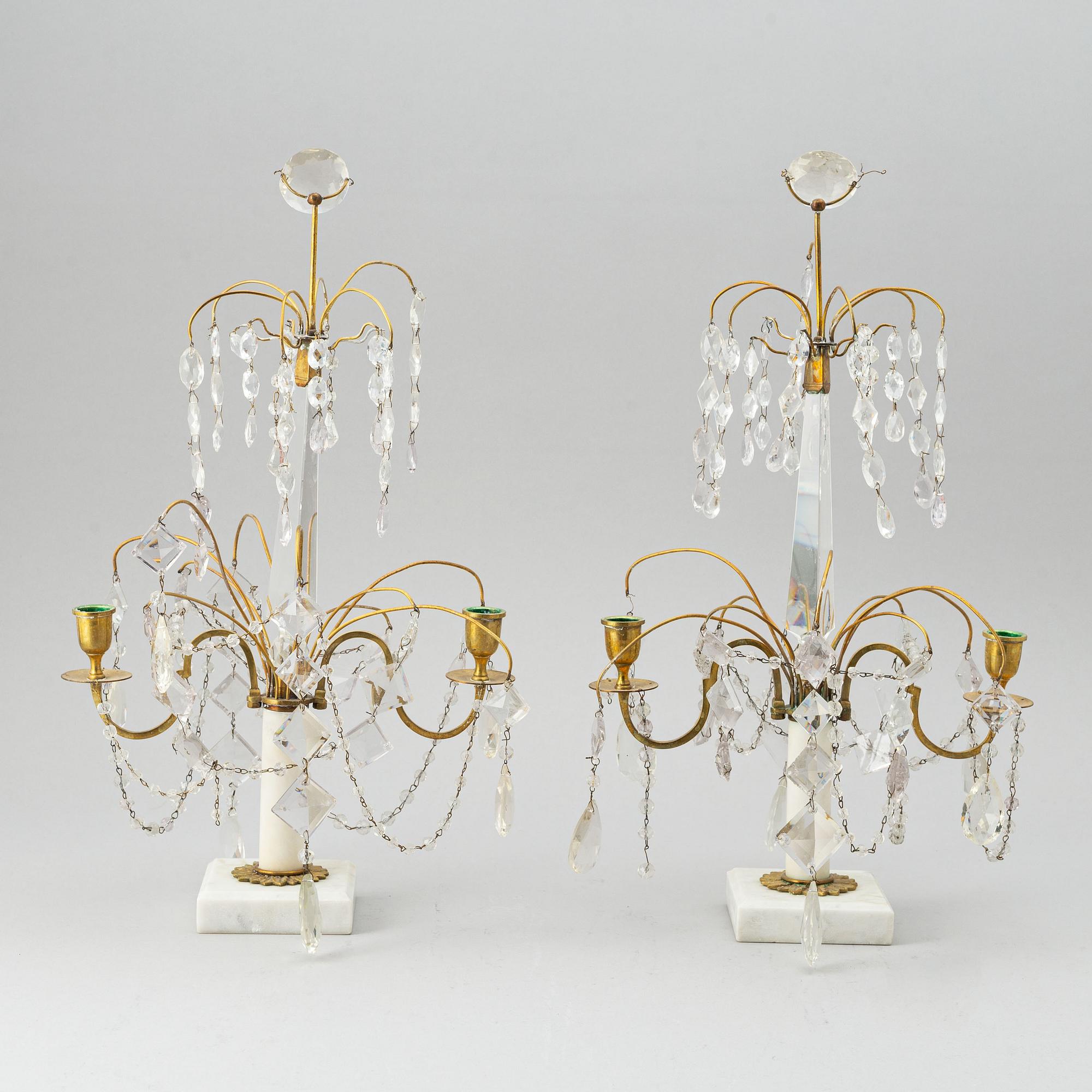 A pair of early Gustavian style 20th century table chandeliers.