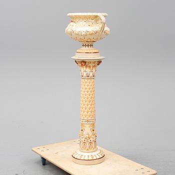 A ceramic pedestal and plant pot from Rörstrand, circa 1900.
