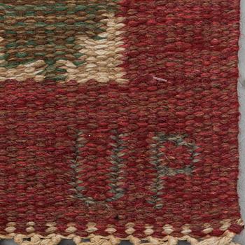 ULLA PARKDAL, A CARPET, flat weave, ca 249,5 x 170 cm, signed UP.