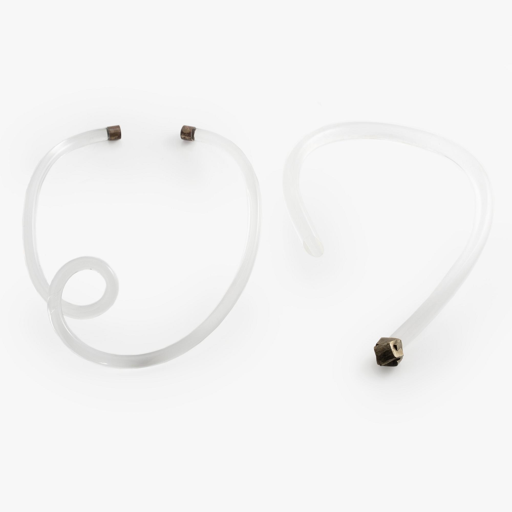 Siv Lagerström, necklaces, two pieces, acrylic and pyrite.