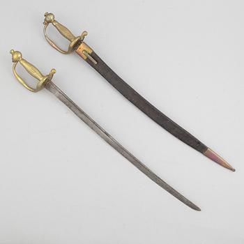 Two cutlasses, Swedish, m/1748 and m/1748-1856.