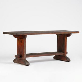 Axel Einar Hjorth, a stained pine "Skoga" table, Nordiska Kompaniet, Sweden, 1930s.