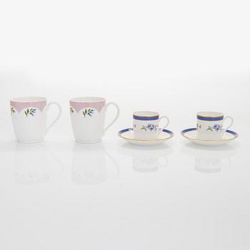 Tiffany & Co, two porcelain 'Tiffany Bouquet' coffee mugs and two 'Tiffany Floral' espresso cups.