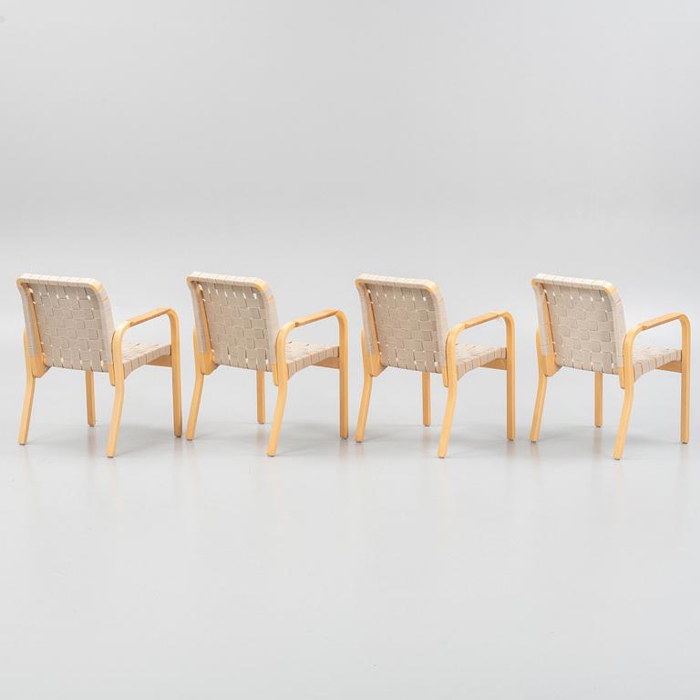 Alvar Aalto, armchairs, four pieces, model 45, Artek, second half of the 20th century.