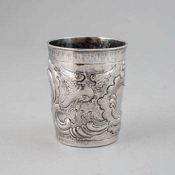 A Russian 18th century silevr beaker, unidentified makers mark, Moscow 1777.