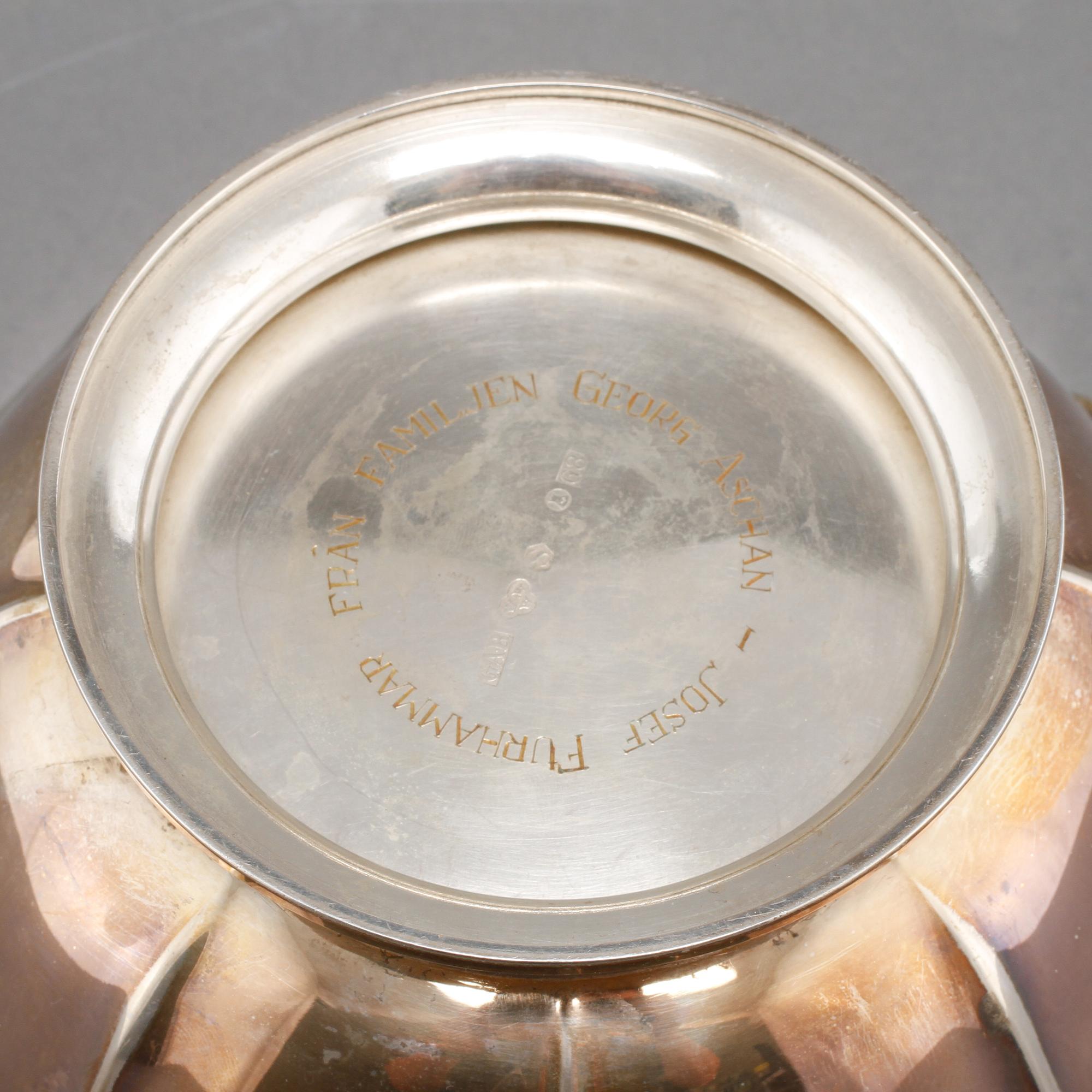 SKÅL, silver, GAB, Stockholm, 1933, vikt 426 g.