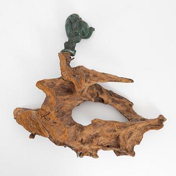 Tomas Almberg, a bronze and wood sculpture, signed and numbered V/X.