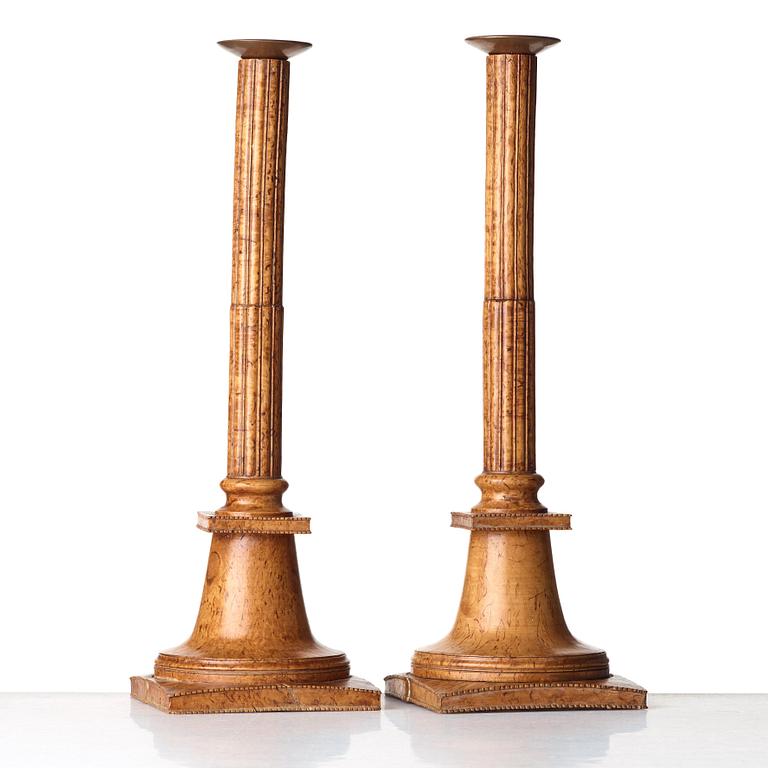 A pair of late Gustavian candlesticks, circa 1800.