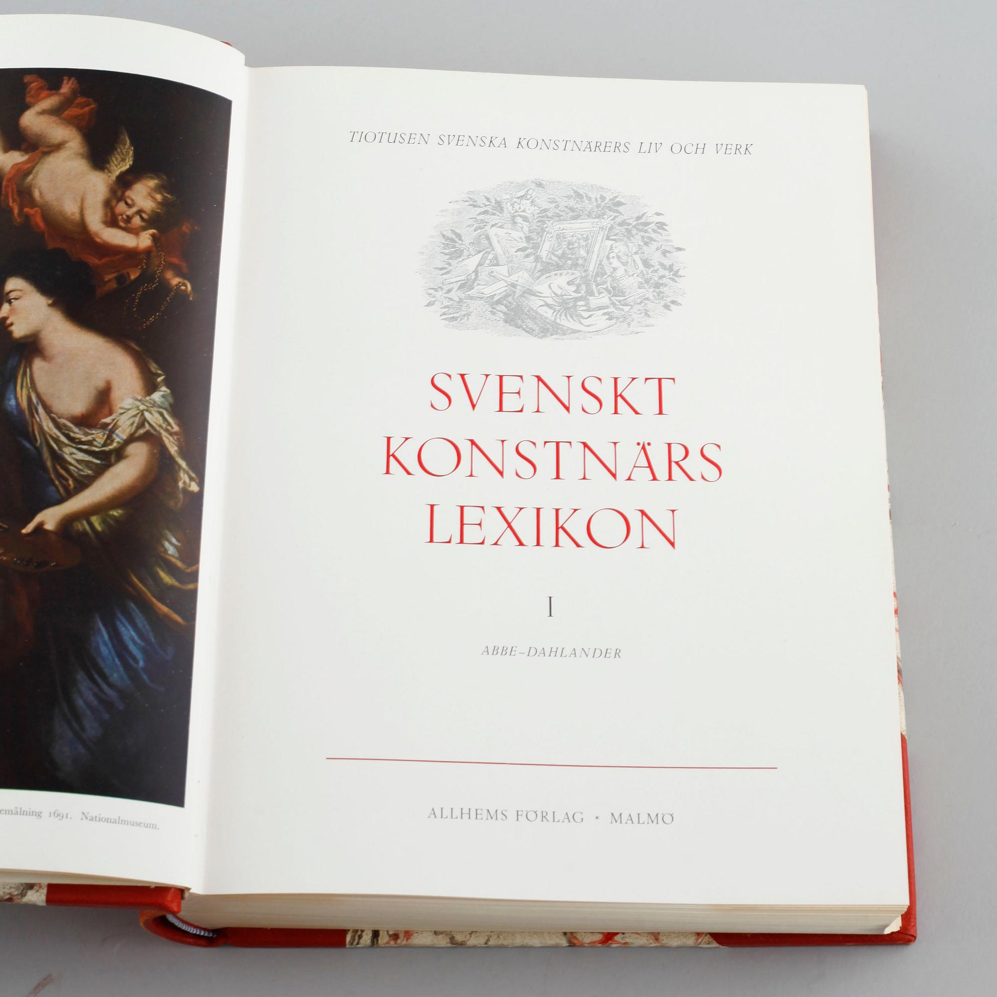 Five vol. of "Svenskt Konstnärslexikon", Gösta Lilja (red.), m.fl, Allhems förlag, Malmö, 1952 - 1967.