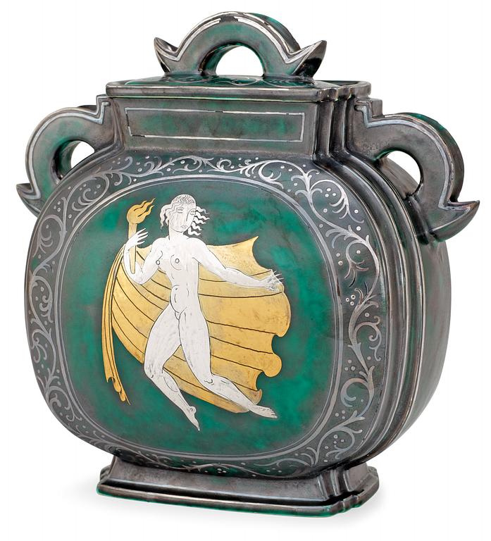 URNA MED LOCK, keramik, Argenta, Wilhelm Kåge Gustavsberg 1931.