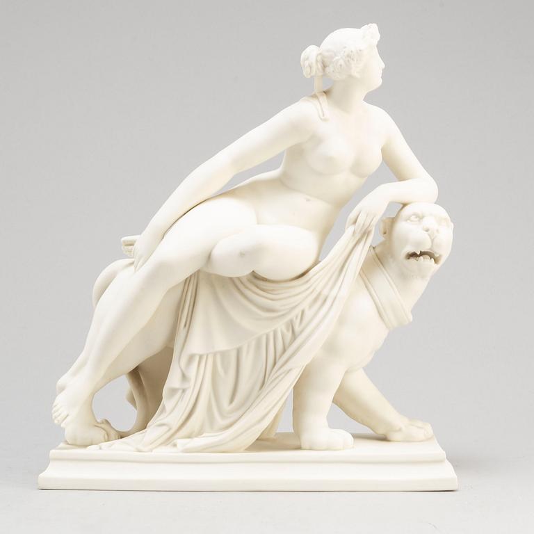 A parian figural group model of Ariadne and the Panther, after Johann Heinrich von Dannecke, Gustavsberg, Sweden.