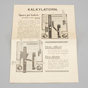 KALKYLATOR, metall, "Foderberäknaren"Prof. Nils Hansson och Agronom Th. Leissner.