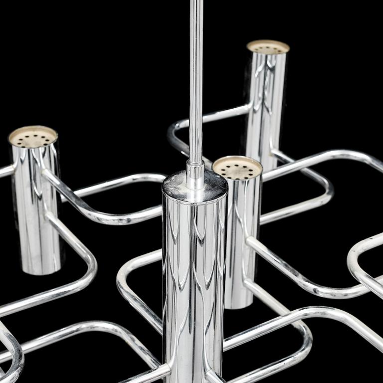 GAETANO SCIOLARI, a 13-light chrome chandelier, probably Boulanger SA.